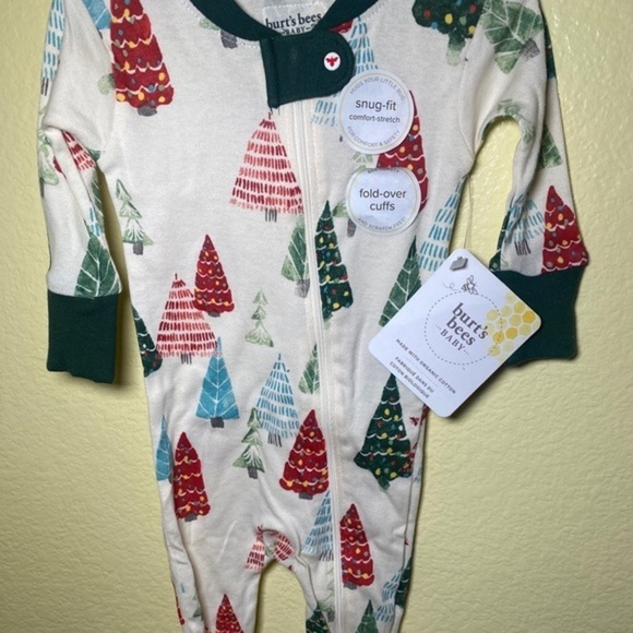 Burt's Bees Snug-fit Whimsical Sleeper Fold-over Cuff Organic Cotton 0-3 Months - Picture 2 of 6